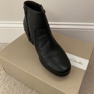 Clarks Emslie Monet Black Leather Boots